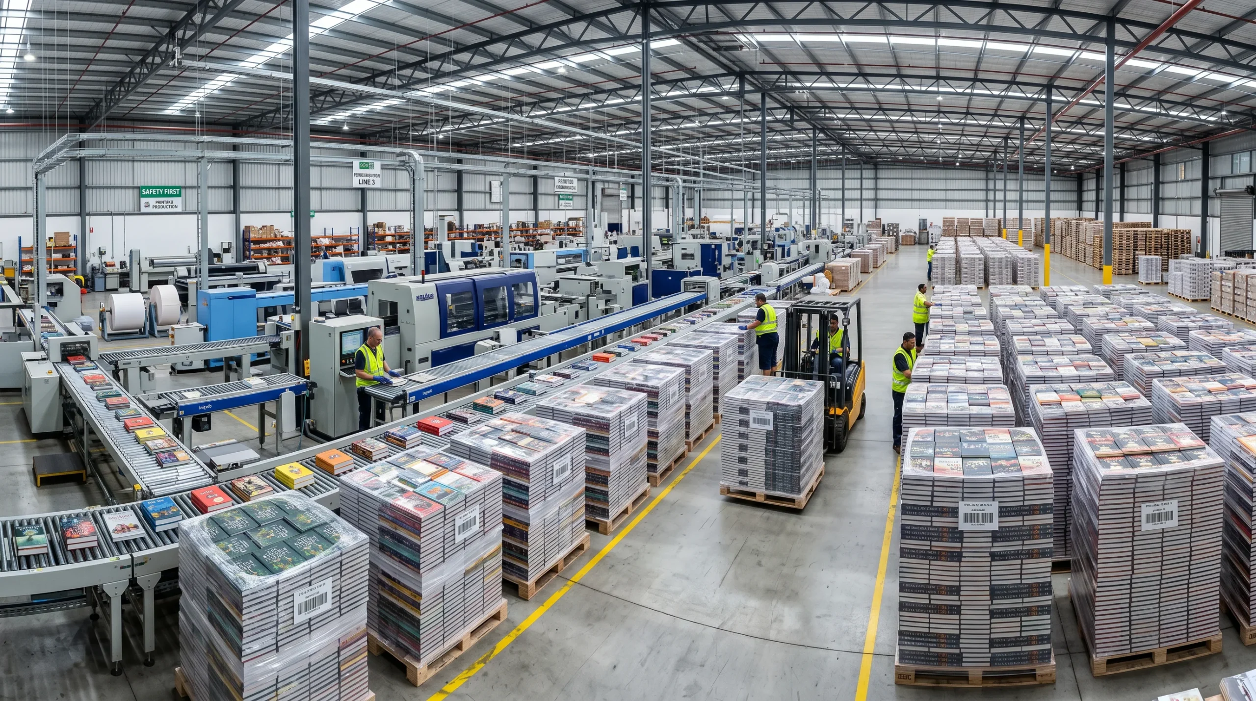 EcoPrinting's professional book printing production line at standard MOQ of 500 copies per title