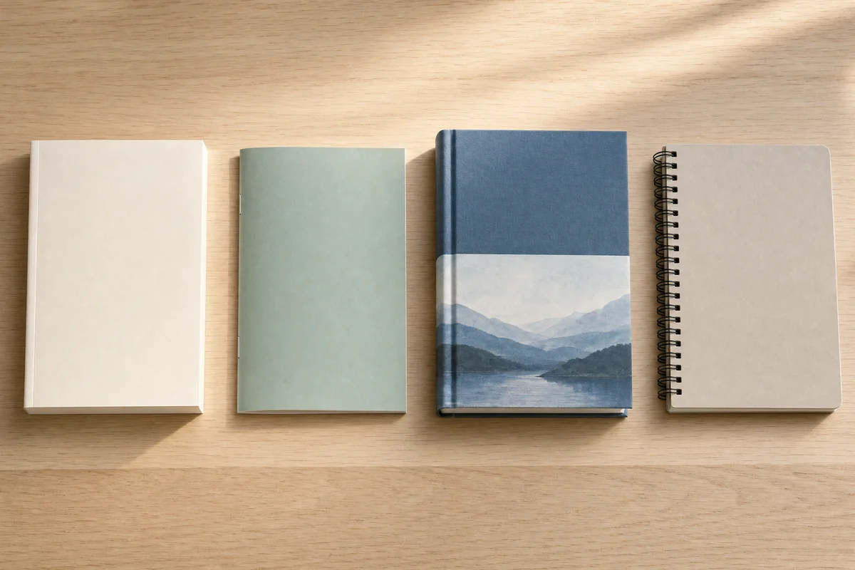 Various book binding options available from China book printers including perfect bound, hardcover, and saddle stitch