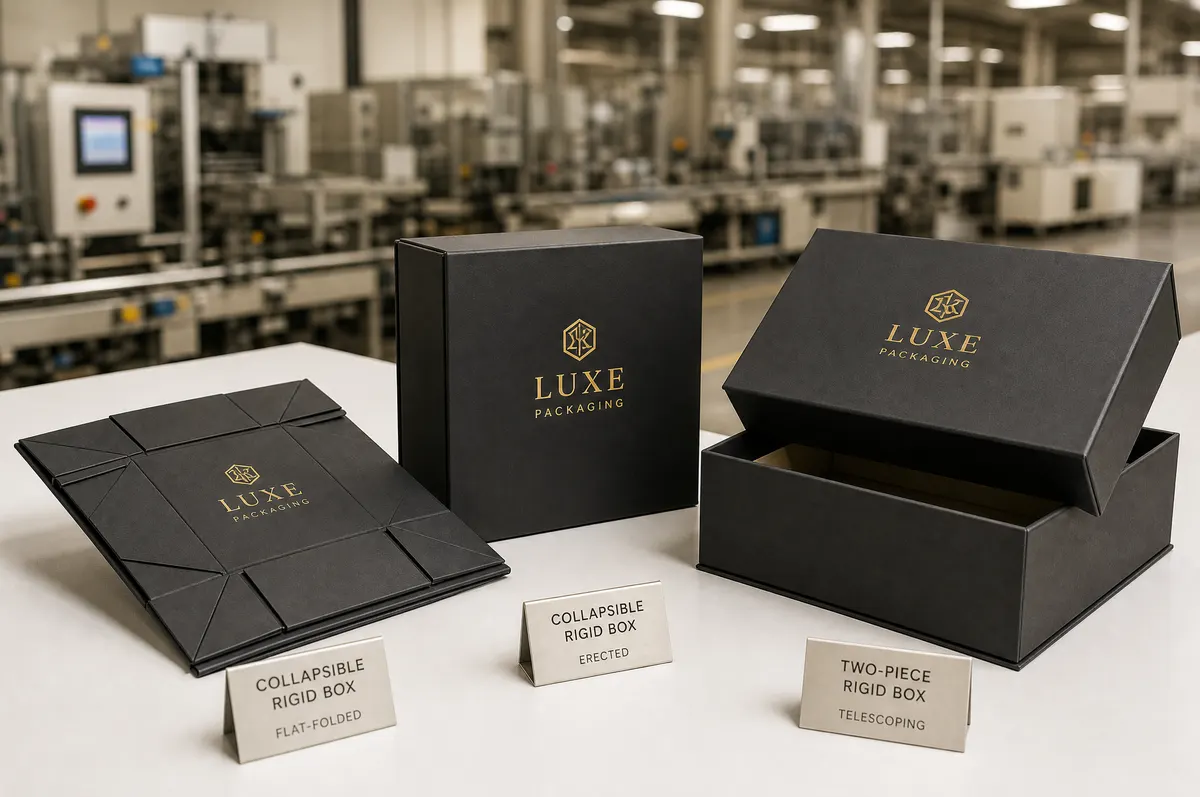 Collapsible and two-piece rigid boxes with foil stamping and embossing from China factory