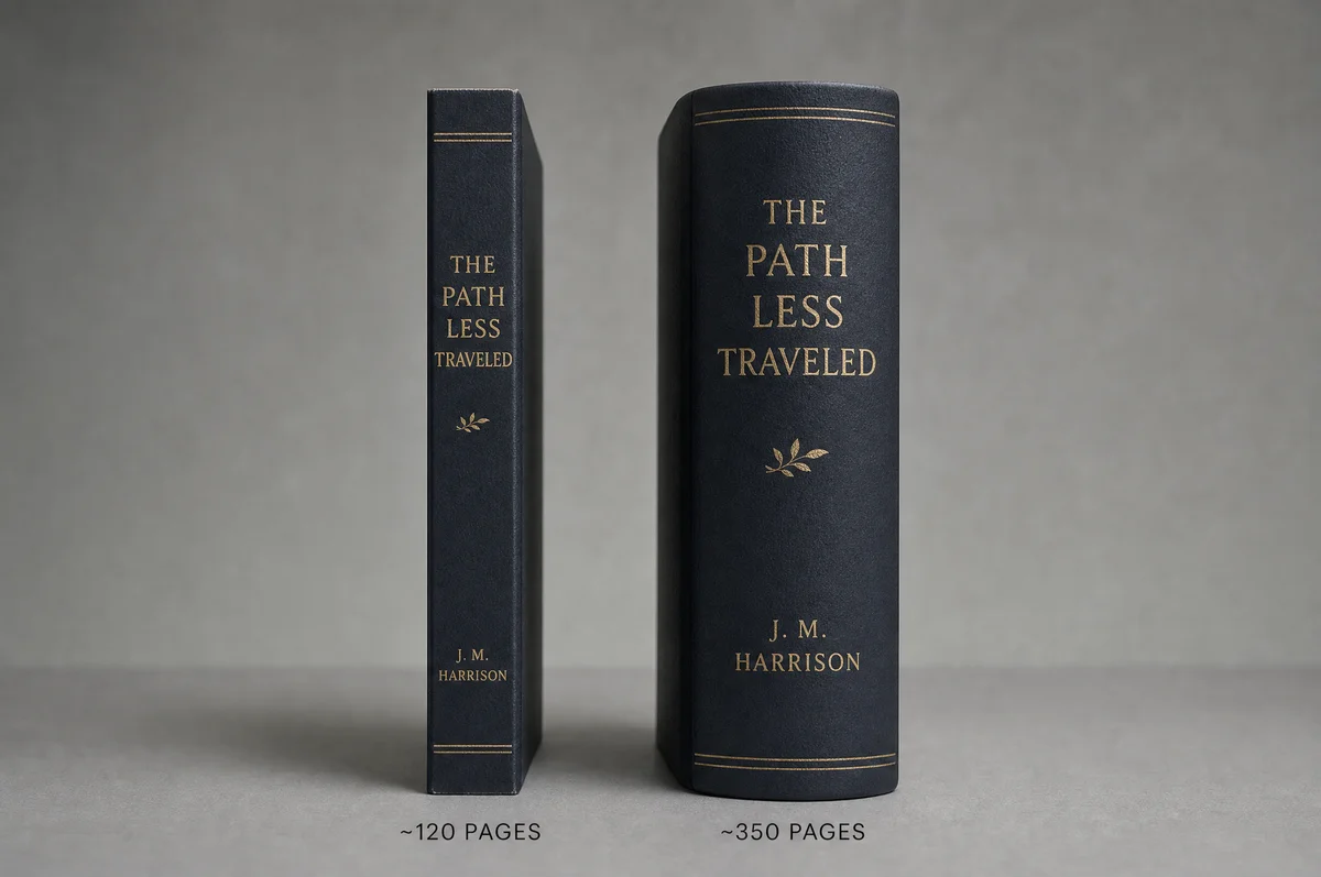 Side-by-side comparison of square versus rounded spine profiles on two hardcover books