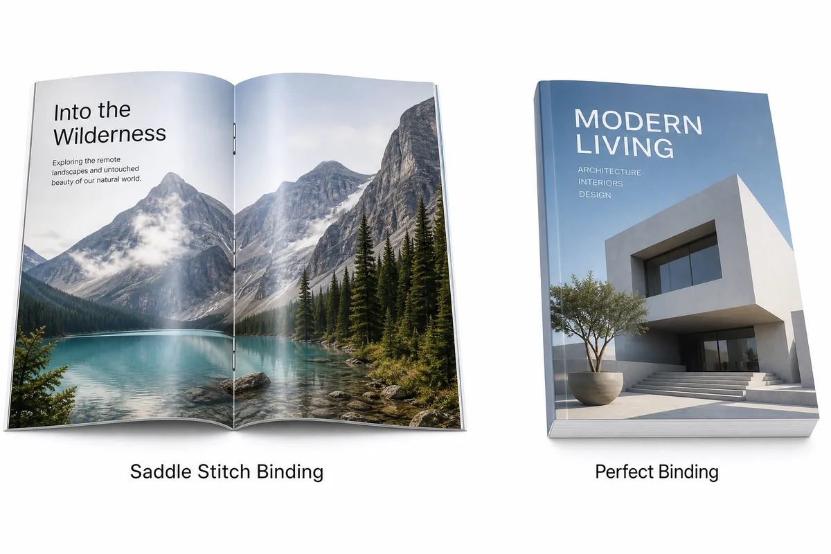 Saddle stitch binding vs perfect binding comparison for magazine printing