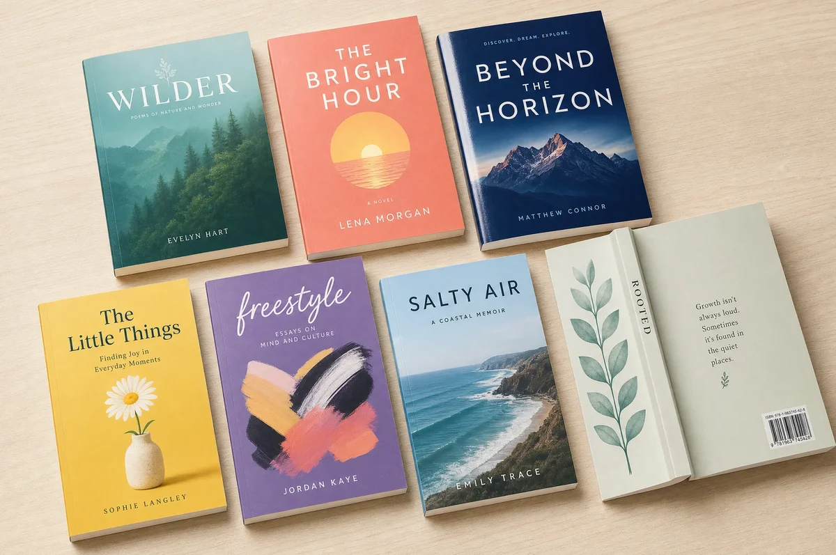 Stack of freshly printed paperback books with vibrant covers on a table