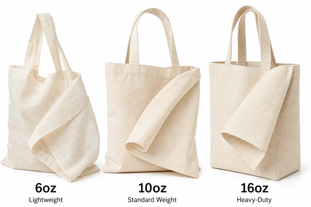 Canvas bag material weight comparison from 6oz to 16oz