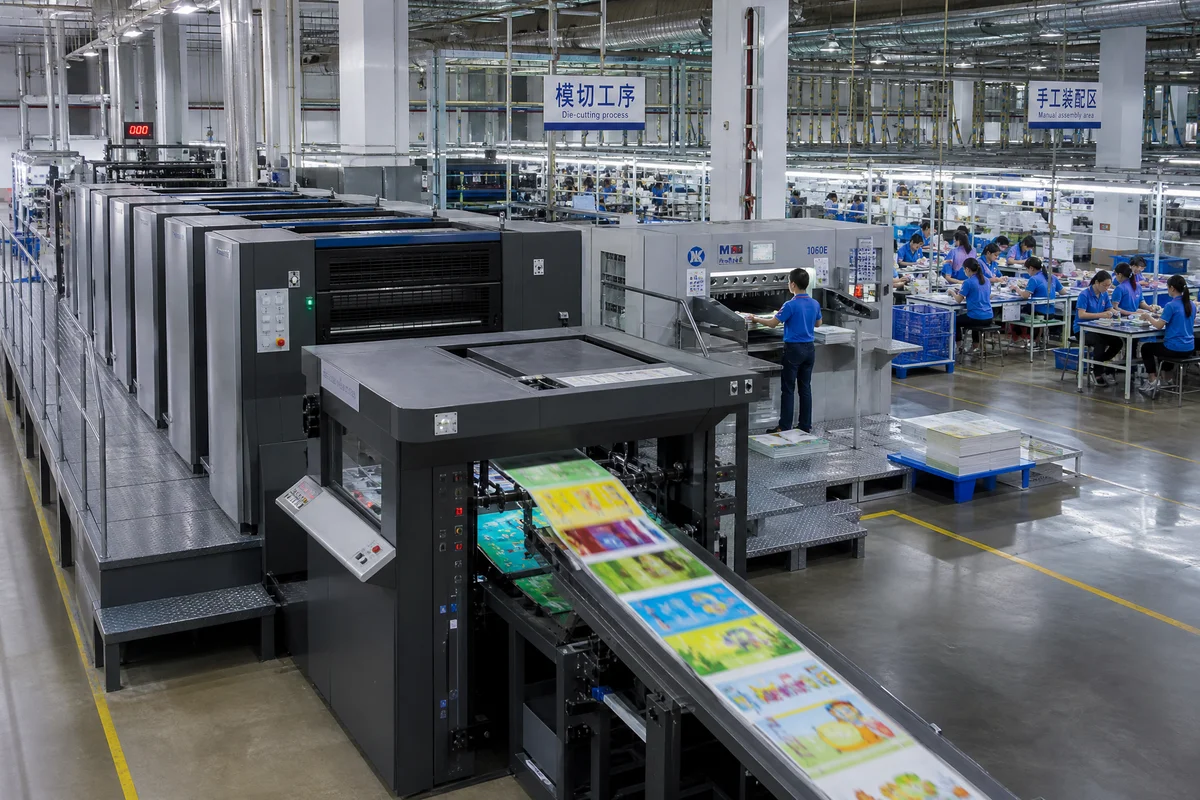 Factory production line for children's interactive book manufacturing in China