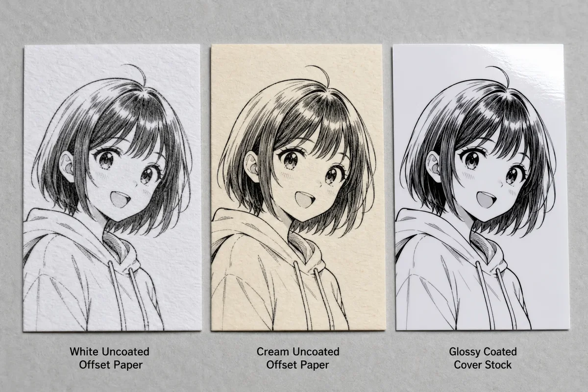 Manga printing paper options: uncoated offset paper, cream vs white, and cover stock comparison